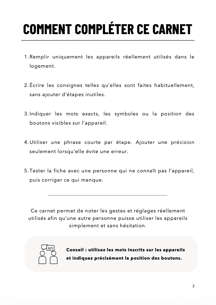 Le petit carnet de mes appareils électroménagers