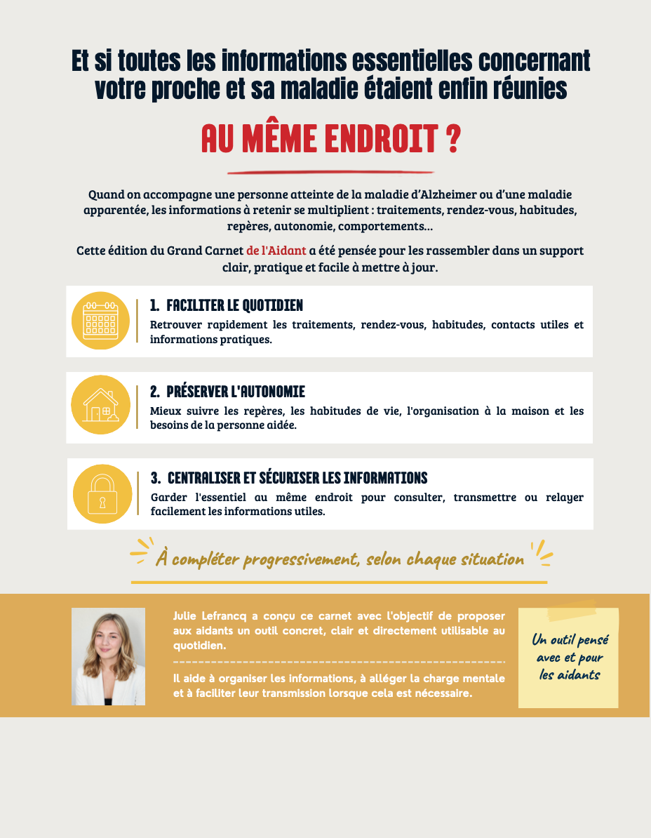 Le Grand Carnet de l'Aidant - Spécial Alzheimer et maladies apparentées