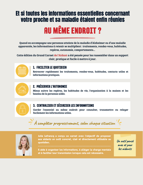 Le Grand Carnet de l'Aidant - Spécial Alzheimer et maladies apparentées